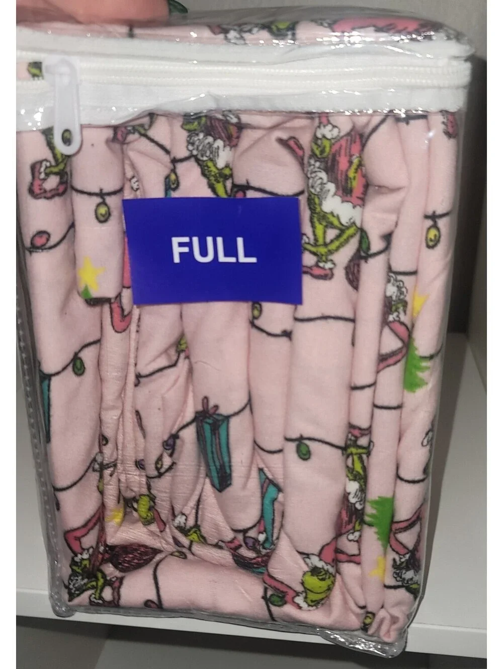DR. SEUSS THE GRINCH CHRISTMAS PINK FLANNEL FULL SHEET SET NEW